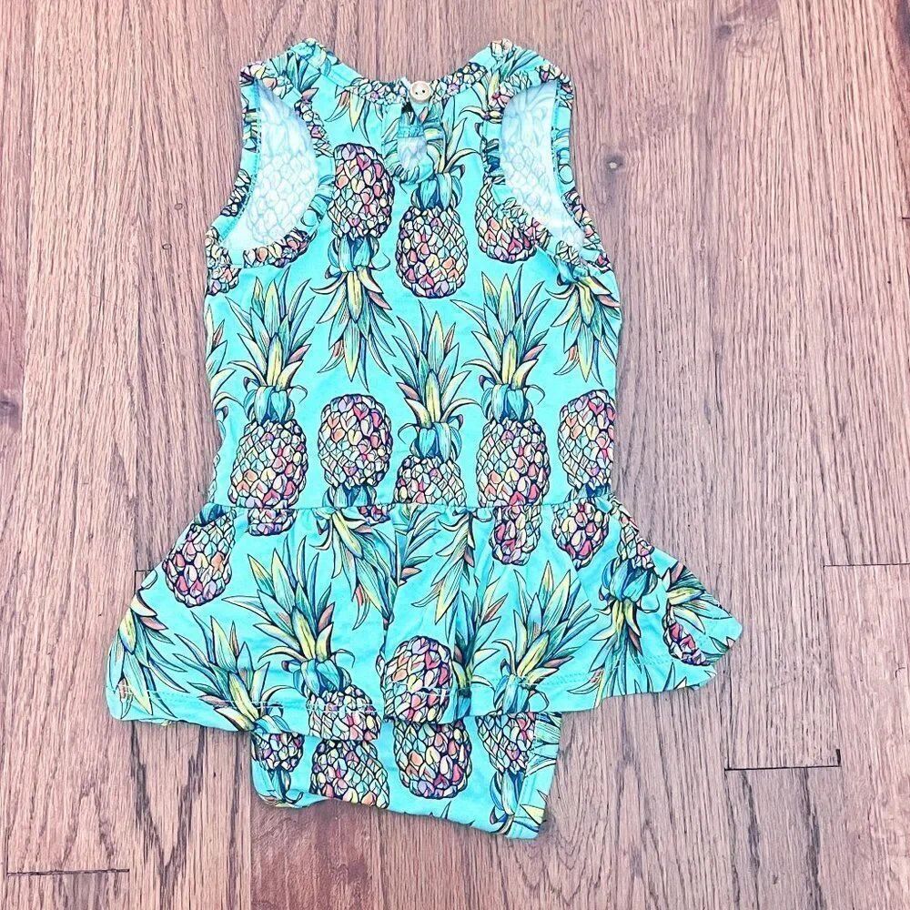 Bums & Roses Feelin Pine Tropical Pineapple Racer Back Ruffle Dress Size 3-6m — image 4 of 5